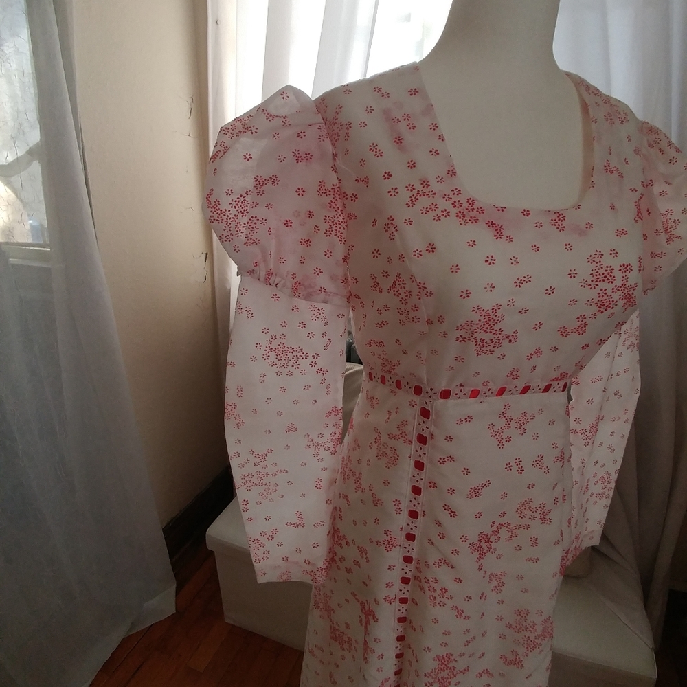 Vintage 70s Maxi Dress Puff Sleeve Floral Print 2 - Picture 7 of 16